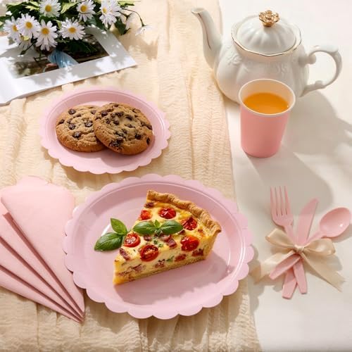 Goodluck 175 PCS Pink Paper Plates Set, 25 Guest Party Supplies - Image 4