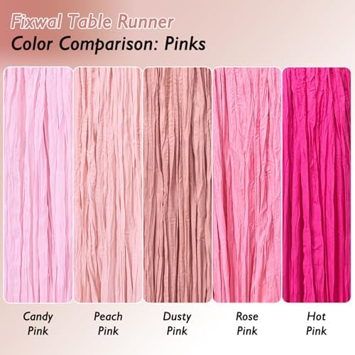 1 Pack Dusty Pink Cheesecloth Table Runner 120 Inch Boho Wedding Decor - Image 4