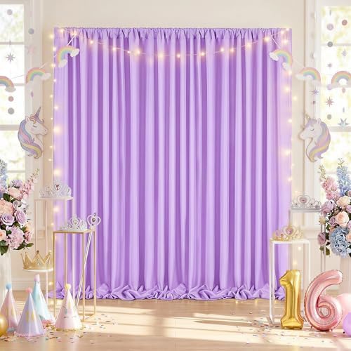 Lavender/Light Purple Backdrop Curtains 30ftx10ft Polyester Photo Drapes by SoarDream