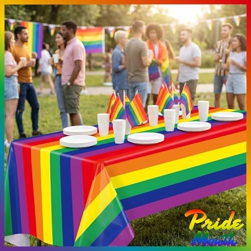 100FT x 54IN Rainbow Plastic Tablecloth Roll with Slide Cutter Box - Image 3