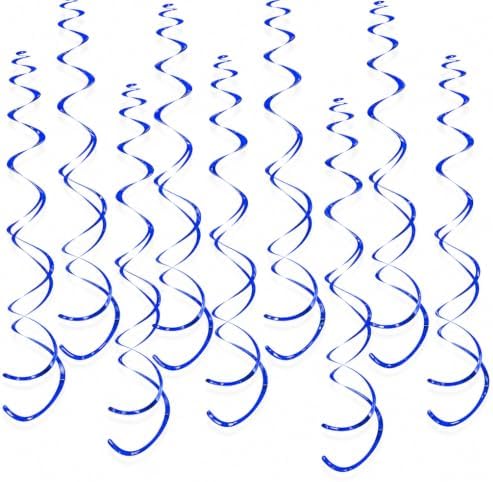 32 PCS Blue Hanging Swirl, Sparkle Ceiling Hanging Decorations, Plastic Streamer Party Decorations for Birthday, Ocean Theme, Baby Shower, Winter Party, Independence Day, 4th of July by PARTVON