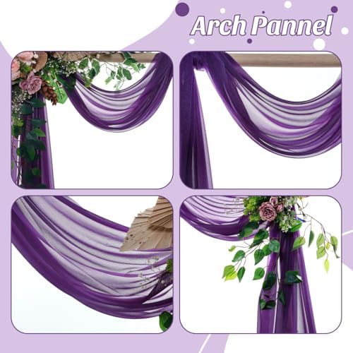 Pack of 2 Wedding Arch Drape Panel Fabric 30" x 50ft - Cadbury Purple - Image 5