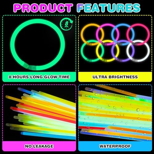 YixangDD 86 Pcs 8 Inch Glow Sticks Bulk Party Pack with Connectors - Image 3