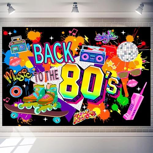 80s Background 10 x 8 ft Graffiti Back to The 80s Backdrop 1980s Birthday Party Decorations 90s Banner for Hip Hop Disco Glow Party Photography Props Supplies by Unknown