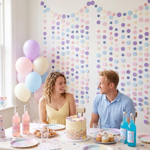 Outus 10 Pieces Dot Garland Banner Hanging, Pastel Rainbow Color - Image 5