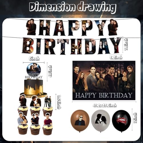 42Pack Saga of Twilight Party Supplies Pack Includes，Banner，Cake Topper，Blackdrop,Balloons for Saga of Twilight party Decoration - Image 3