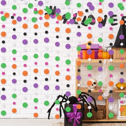 Outus 10 Pieces Halloween Colors Round Dots Garland Party Hanging Decor - Image 6