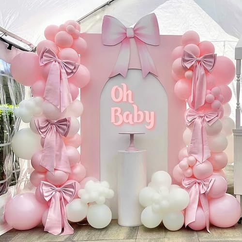 Pink White Balloon Arch Kit, Double Stuffed Pastel Pink Ivory White Balloon Garland, Baby Pink Cream White Balloons with 3pcs 18Inch Clear Balloons for Girls Birthday Baby Shower Party Decorations - Image 3