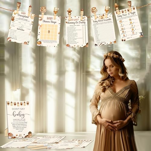Patelai 321 Pcs Baby Shower Games Supplies, Coffee - Image 6