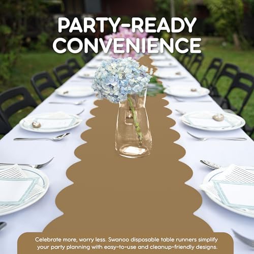 Gold Scallop Table Runner, Disposable Plastic, 5 Pack, 14x108in - Image 3