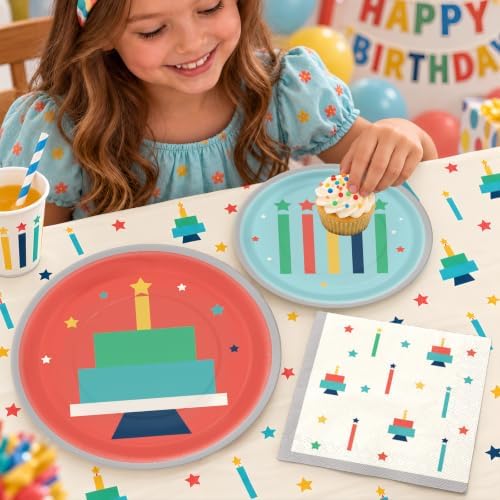 Happy Birthday Decorations for Kids, Birthday Plates and Napkins Set for 24 - Image 5