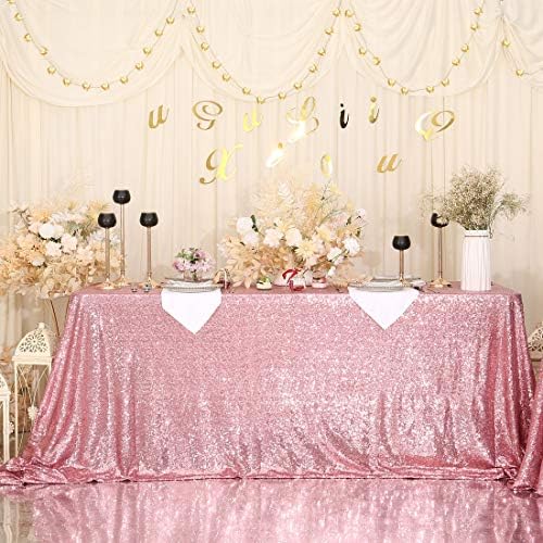 Eternal Beauty Fuchsia Pink Sequin Tablecloth 60 x 120-Inch Sparkly Overlay Rectangle Glitter Table Cover for Wedding Party Birthday Decoration - Image 3