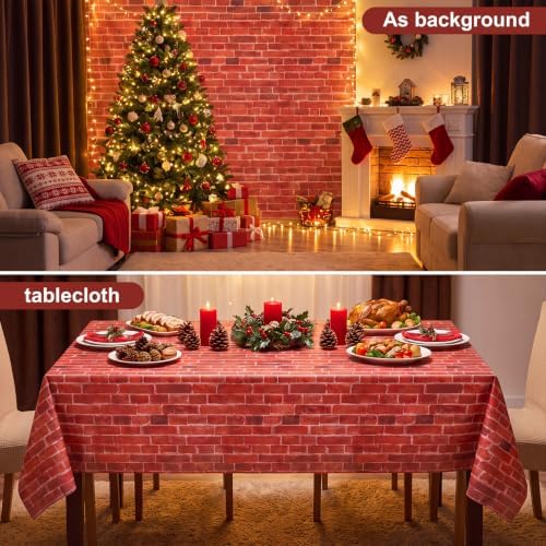 3 Pack Red Stone Wall Plastic Tablecloth, Medieval Castle Party Decoration - Image 6