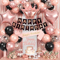 Rose Gold Birthday Decorations for Women Rose Gold Black Birthday Balloon by Jobkoo