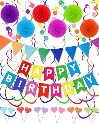 Happy Birthday Party Decorations for Women- Colorful Happy Birthday Banner by Unknown