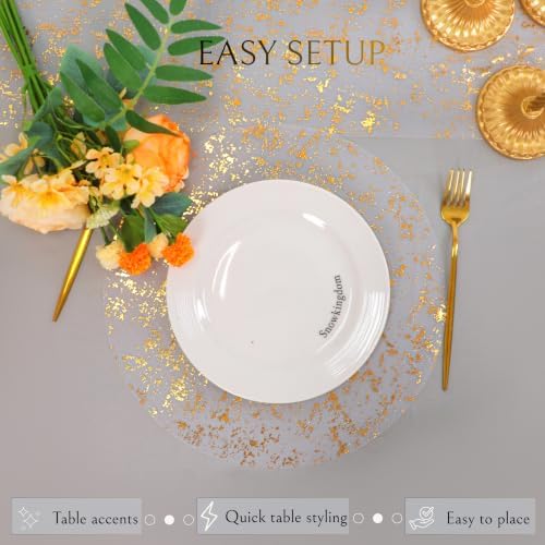 Snowkingdom 100 Pcs Gold Placemats Round Disposable Sheer Mesh Doilies 13" - Image 6