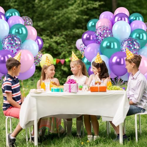Mermaid Balloons, 50 Pcs Pink Teal Purple for Girls Princess Birthday Party - Image 5
