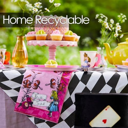Talking Tables Black & White Alice in Wonderland Paper Table Cover | Disposable Tablecloth Party Supplies for Mad Hatter Tea Party, Onederland Birthday, Mother's Day Tableware, Weddings 71' x 47' - Image 5