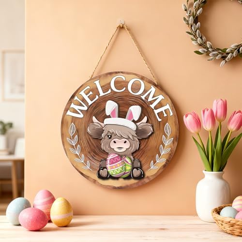 Vicenpal 35 Pcs Fall Interchangeable Highland Cow Welcome Sign, Red Brown - Image 6