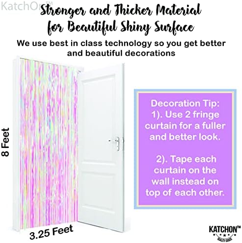 KatchOn Iridescent Pink Backdrop Curtain - 3.2x8 Ft, Pack of 2 Bridal Decor - Image 2