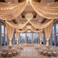 12 Panels Deep Champagne Ceiling Curtains with Lights for Weddings - 5ftx20ft Wrinkle-Free Tulle Fabric Wedding Arch Draping Ceiling Drapes Decorations for Wedding Party Ceremony Stage Tent Event by Unknown