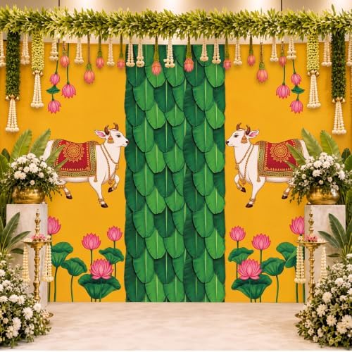Gilprop Indian Peacock Backdrop for Pooja Decoration, 10 x 8 ft, Pichwai - Image 7