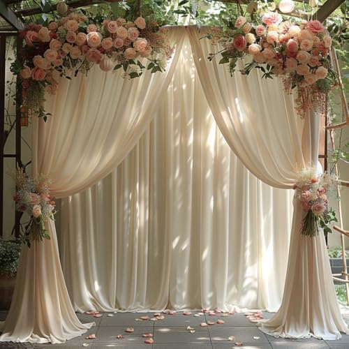 ESGOTBME 40x10ft Wrinkle Free Ivory Backdrop Curtain for Parties Soft Polyester and Nylon Fabric Drapes Wedding Birthday Party Decorations Background for Photography 5x10ft,8 Panels - Image 7