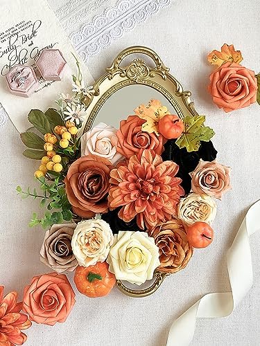 FACINOC Roses Artificial Flowers Fall Orange Black Bouquet Combo for Autumn - Image 2