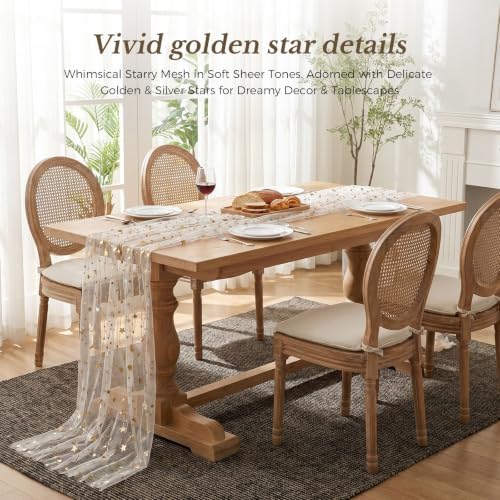 Goodluck 6pcs Table Runner with Gold Foil Stars 28x118 Inch - Image 7