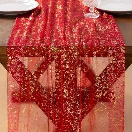 Gold Gauze Table Runner Glitter Fall Wedding Birthday Party Table Decor - Image 2