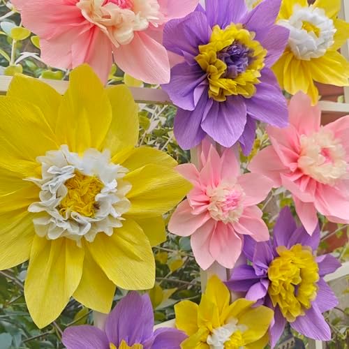 Mybbshower Crepe Paper Flower for Wall Paper Pom Pom Decor Girls Birthday Party Backdrop Baby Shower Nursery Decoration Pack of 9 (Lilac Pink) - Image 5