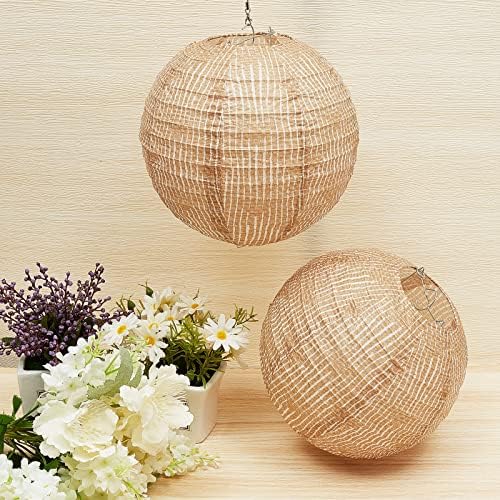 Hortsun 12 Pcs Print Burlap Paper Lanterns Classroom Decor,8 Inch - Image 4