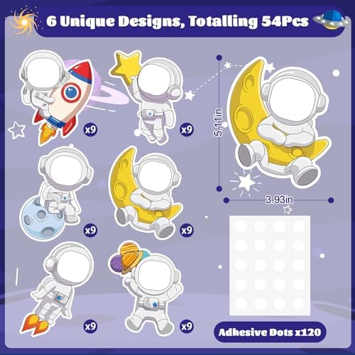 54Pcs Astronaut Cutouts Bulletin Boards Decorations, DIY Space Cutouts Planet Rocket Spacecraft Classroom Photo Craft Bulletin Board for Back to School Party Decor Student Teacher Supplies - Image 2