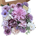 FACINOC Roses Artificial Flowers Purple Bouquet Violet Fake Flower Box Set by FACINOC