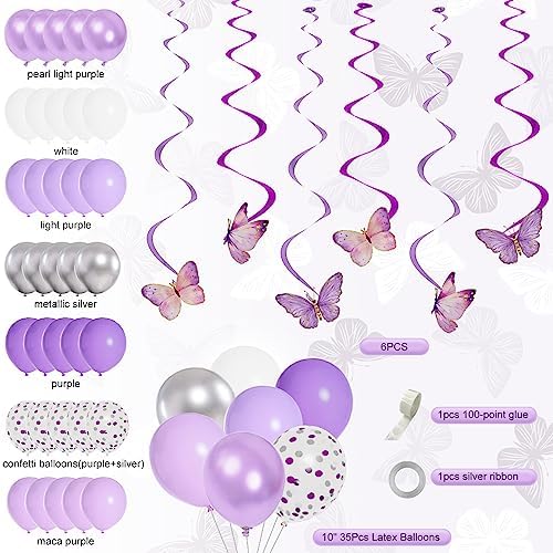 72Pcs Lavender Purple Birthday Party Decorations for Girls Women - Image 3