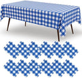 misaya 12 Packs Blue White Buffalo Gingham Plastic Disposable Table Cloth by misaya