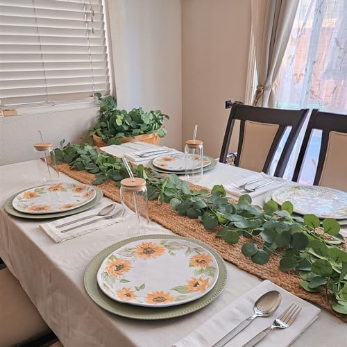 CQURE 120 Pack 840Ft Eucalyptus Garland,Artificial Eucalyptus Leaves Table Greenery Garland Wreath Vines for Wedding Party Table Fireplace Bedroom Wall Room Decor - Image 6