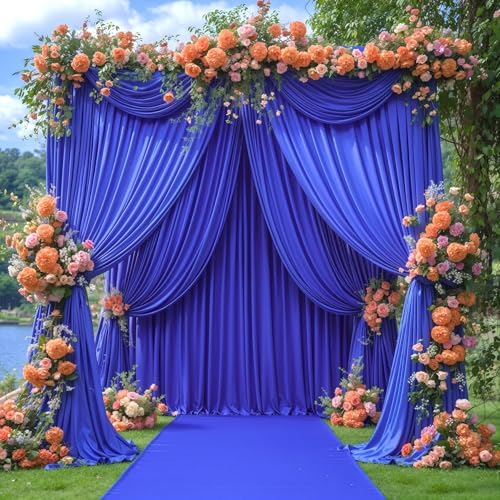16x10FT Royal Blue Backdrop Curtains for Wedding Parties, Wrinkle Free Polyester Photography Backdrop Drapes for Wedding Baby Shower Birthday Parties Stage Background Stand Decorations 4x10ft,4 Panels - Image 4