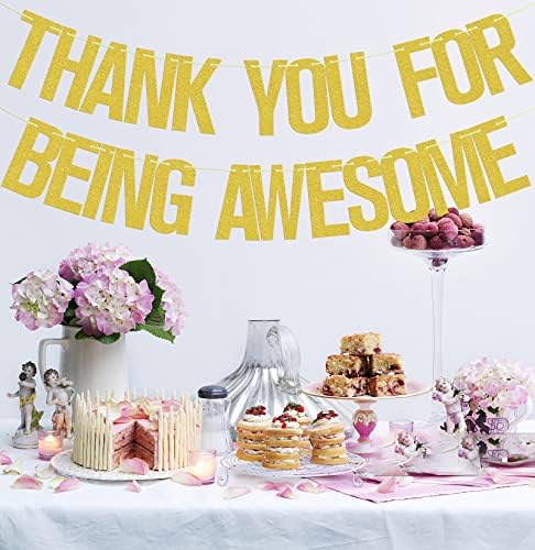 Thank You for Being Awesome Banner Gold Glitter, We Will Miss You Banner, Birthday,for Retirement Farewell Going Away Office Work Party Decorations Gold Glitter - Image 4