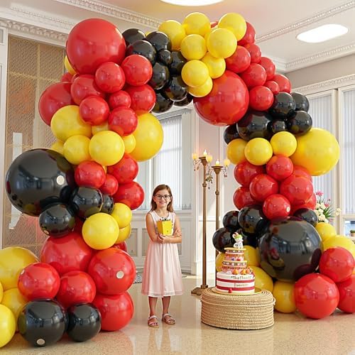 412Pcs Red Yellow Black Balloon Garland Arch Kit,18 12 10 5 Different Sizes Latex Party Balloons for Baby Shower Wedding Graduation Cartoon Game Theme Birthday Party Decorations - Image 7