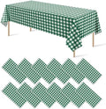12Pack Dark Green Plastic Checkered Tablecloth, Premium Decorative Disposable Green Gingham Plaid Table Cloths for Parties, Rectangle Party Table Cover for Picnic Farm Birthday Wedding, 54x108 Inch by RAGNHILD