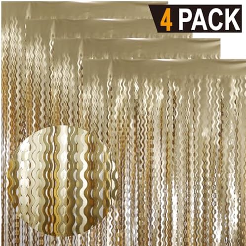 GOER Metallic Tinsel Foil Fringe Curtains Party Photo Backdrop Party Streamers for Birthday,Graduation,New Year Eve Decorations Wedding Decor (Champagne Gold,4 Packs) - Image 5