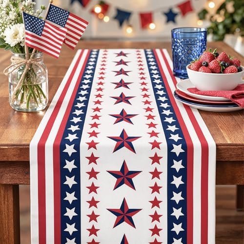 4th of July Decorations - Patriotic Table Runner for 250th Anniversary America Merchandise | Memorial Day Decorations - Fourth of July Decor Accessories for Indoor Outdoor Home Party Supplies - Image 4