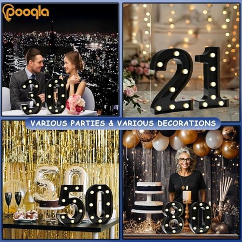 Pooqla Black Light Up Numbers, 25th Birthday Decorations for Men - Image 3