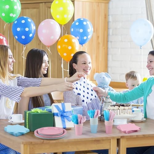 Kochorie 216 Pcs Gender Reveal Party Supplies Set, Pink and Blue Disposable Paper Tableware Set 7 inch & 9 inch Plates Cups Napkins Cutlery for Birthday Baby Shower Party Decorations, Serve 24 - Image 6