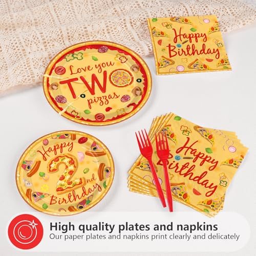 96Pcs Pizza 2nd Birthday Party Decorations for Baby Shower, Serves 24 - Image 3