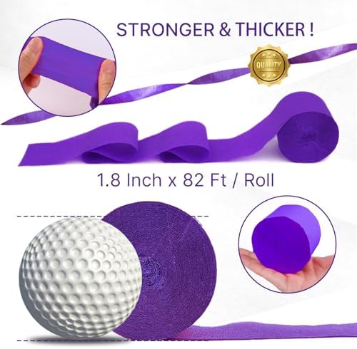PartyWoo Purple Crepe Paper Streamers 4pcs 328 FT Purple Streamers - Image 6