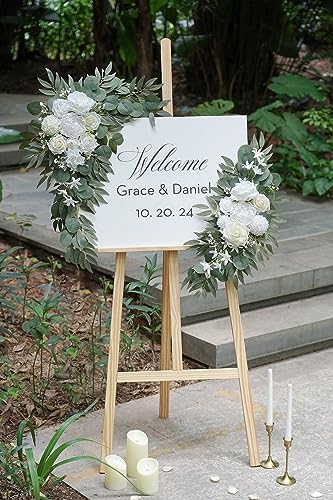 Olalaka Artificial White Wedding Arch Flowers Set of 2 - Image 2