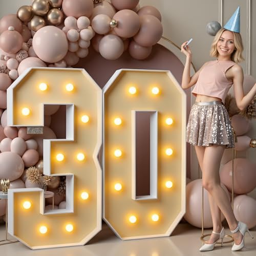 imprsv 30 Marquee Numbers, 4FT Light Up Numbers for 30th Birthday Decor by Letsmakeitimpressive