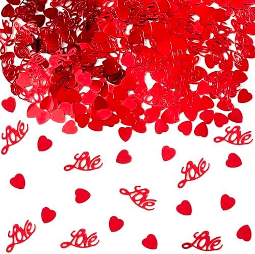 Valentine's Day confetti Red Love Heart Shape Table Scatters Confetti for Wedding Decoration Supplies Valentine's Day Confetti Party Sets by Unknown